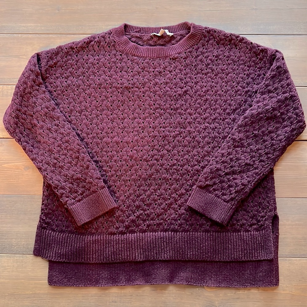 High Low Burgundy Textured LOFT Sweater